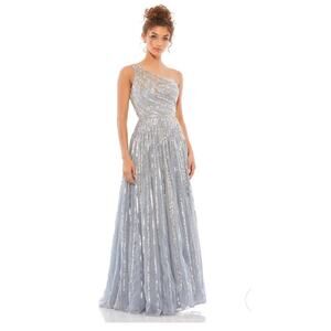 Mac Duggal Embellished One Shoulder A-Line Gown 6 5220 Silver